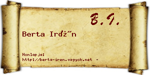 Berta Irén névjegykártya