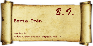 Berta Irén névjegykártya
